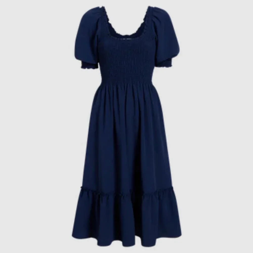 Hill House Louisa Nap Dress Navy XS Feminine Cottagecore Minimalist Chic - Picture 3 of 7